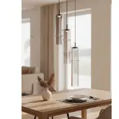 Nova Luce Suspension unique Sano Verre fumé à 3 lumières