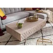 MASSIVMOEBEL24.DE MASSIVMOEBEL24 | Table basse 120x70 Acacia laqué Blanc MOSAYK #203