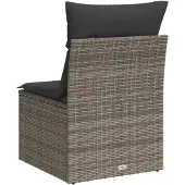 vidaXL Canapé de jardin sans accoudoirs avec coussins gris Poly rotin