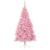 vidaXL Arbre de Noël artificiel pré-éclairé rose 240 cm PVC
