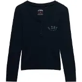 Superdry Femme Haut à Manches Longues Athletic à Boutons Navy Taille: 38