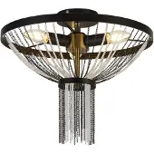 Searchlight Baguette 3Lt Plafonnier, Noir Avec Laiton Satiné