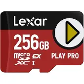 Lexar Play Pro (256 Go, microSD Express, U3, UHS-I), Carte mémoire, Rouge, Noir