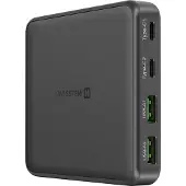 Swissten mini desktop adapter gan 2x usb-c + 2xusb 65w power delivery noir