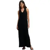 Superdry pour femme. W8012076A Robe longue à bretelles ajourée noire (L), Casuel, Coton, Sans manches / bretelles