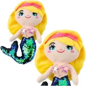 Lean Toys Peluche Sirène Peluche Queue Paillettes Vert 30cm