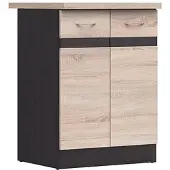 Big Buy Cooking Meuble bas de cuisine 60 cm - 2 portes - Plan de travail - Chêne Sonoma