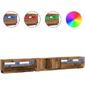 vidaXL Armoire TV avec lampes LED imitation vieux bois 300x35x40 cm