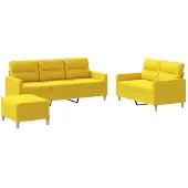 vidaXL Ensemble de canapés 2 pièces avec coussins Tissu jaune clair