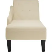 vidaXL Chaise longue avec coussin et accoudoir droit Crème Tissu