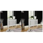 vidaXL Couverture de radiateur 2 pcs. MDF blanc 112 cm