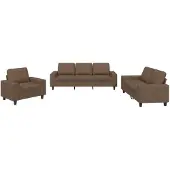 vidaXL Ensemble de canapés 3 pièces brun tissu