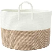 vidaXL Panier de rangement marron et blanc Ø51x33 cm coton