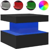 vidaXL Table basse avec lampes LED Noir 50x50x40 cm
