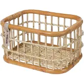 Basil Panier à vélo Green Life Rattan L 46x35x28cm, brun naturel, à larges mailles