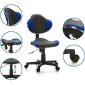 Hjh OFFICE Chaise tournante pour enfants KIDDY GTI-2 Chaise de bureau pour enfants réglable en hauteur sans accoudoirs Tissu