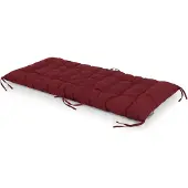 Relaxdays Coussin de banc , 160 x 50 cm, rembourré, matelassé, avec rubans, pour l'extérieur, coussin de banc pour banc de jardin ou palettes, rouge