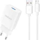 Dudao A4Eu Chargeur réseau Usb-A 2.1A - Blanc + Câble Usb-A - Micro Usb