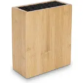 Relaxdays Bloc à couteaux vide, en bambou, avec insert en poils, H x l x P : 26 x 23 x 11,5 cm, rangement pour couteaux, naturel/noir
