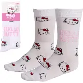 Hello Kitty Skarpetki Hello Kitty z twarz, biae, rozmiar 36-43, oficjalna licencja