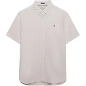 Superdry Classic Seersucker Short Sleeve Shirt Beige 2XL Homme