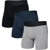 Saxx - Pack de 3 boxers confortables - Droptemp Cooling Cotton BB Fly 3pk Dark Grey/Dark Ink/Black en Coton - Taille M