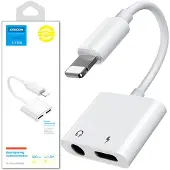 JOYROOM Adaptateur S-Y104 Słuchawkowy Lightning - Lightning / Mini Jack 3.5Mm - Biały