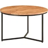 Wohnling Table basse 60x60x38 cm Table basse en acacia bois massif / métal ronde |