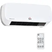 HOMCOM Radiateur mural soufflant 2000 W - chauffage céramique PTC - 3 niveaux de puissance - télécommande incluse blanc noir