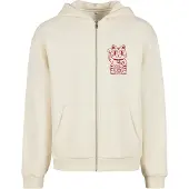 Mister tee Good Luck Cat Full Zip Sweatshirt Beige XL Homme