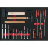Ks Tools Jeu de limes, burins et marteaux, 18 pièces en 1/1 système - 711.1018