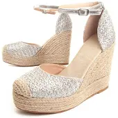 Montevita (Plateado, 40) Espadrilles Compensées Pour Femmes Luca 87291