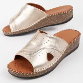 Purapiel (Doré, 40) Sandales En Cuir Pour Femmes. Leida3
