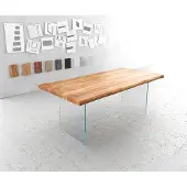 DELIFE Table-à-manger Edge 200x100 XL acacia nature verre Live-Edge
