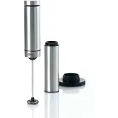 AdHoc Mousseur à lait/sauce Rapido, comprenant 3 piles, avec support, en acier inoxydable/plastique, diamètre : 3 cm, hauteur : 21 cm, avec support : diamètre : 6,5 cm, hauteur : 22 cm