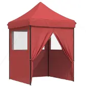 vidaXL Tente de réception pliable Pop-Up avec 4 panneaux latéraux rouge bourgogne