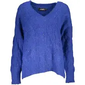 Desigual Femmes, Pull-over, Pull bleu pour femme, Bleu, (XL)