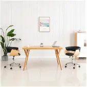 vidaXL Chaise de bureau pivotante noire bois courbé et similicuir