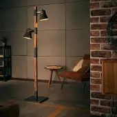 Lightbox Lampadaire rustique noir, 2 flammes, 2x E27 douille max. 10 watts