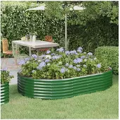 vidaXL Lit surélevé Acier revêtu par poudre 214x140x36 cm Vert
