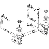 Hansgrohe D15-11 : Kit de trop-plein automatique pour vasques doubles, en acier inoxydable