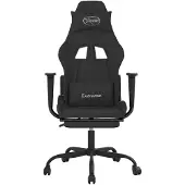 vidaXL Fauteuil gaming avec repose-pieds, tissu noir