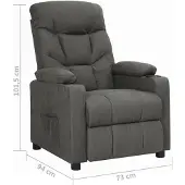 vidaXL Fauteuil relax gris foncé Tissu