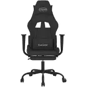 vidaXL Chaise de jeu avec massage & repose-pieds Noir Tissu