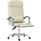 vidaXL Chaise de bureau avec fonction massage Crème similicuir