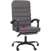vidaXL Chaise de bureau avec fonction massage Gris Similicuir