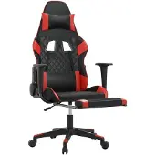 vidaXL Chaise de jeu avec repose-pieds Noir et rouge Similicuir