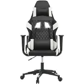 vidaXL Chaise de jeu avec fonction de massage Noir et blanc similicuir