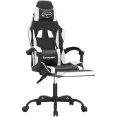 vidaXL Chaise de jeu avec repose-pieds noir et blanc similicuir