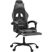 vidaXL Chaise de jeu avec repose-pieds Noir et gris Similicuir